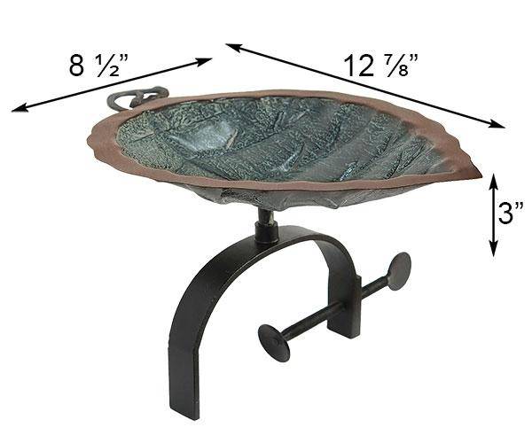 Aspen Leaf Bird Bath with Over Rail Bracket