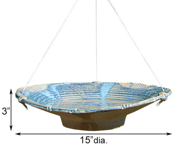 Anthony Stoneware Ceramic Bird Bath, Large, French Blue - BIRDLOVER