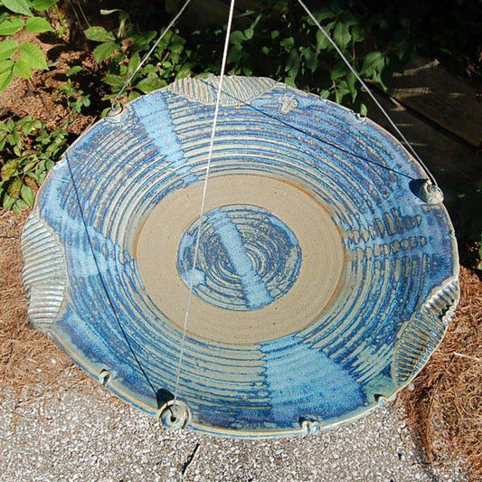 Anthony Stoneware Ceramic Bird Bath, Large, French Blue - BIRDLOVER