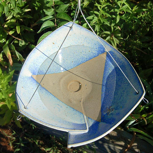 Anthony Stoneware Ceramic Bird Bath, Small, French Blue - BIRDLOVER