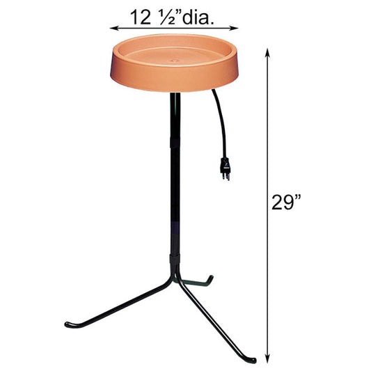 Allied Precision Heated Bird Bath w/Metal Stand, Terra Cotta - BIRDLOVER
