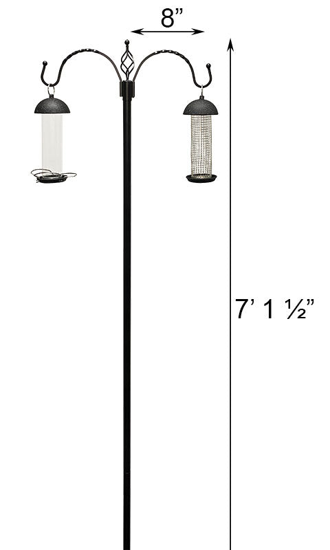 Birding Pole with Two Bird Feeders, Black, 7'1.5" - BIRDLOVER