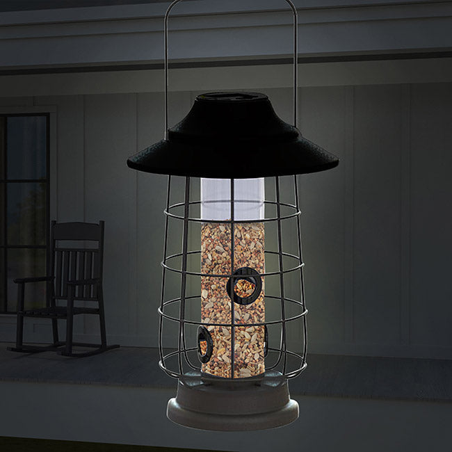 Modern Farmhouse Solar Lantern Tube Bird Feeder