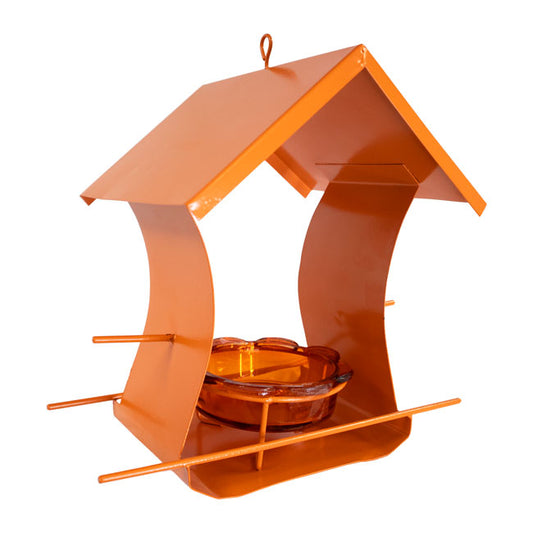 Orange Metal Six Station Oriole Feeder