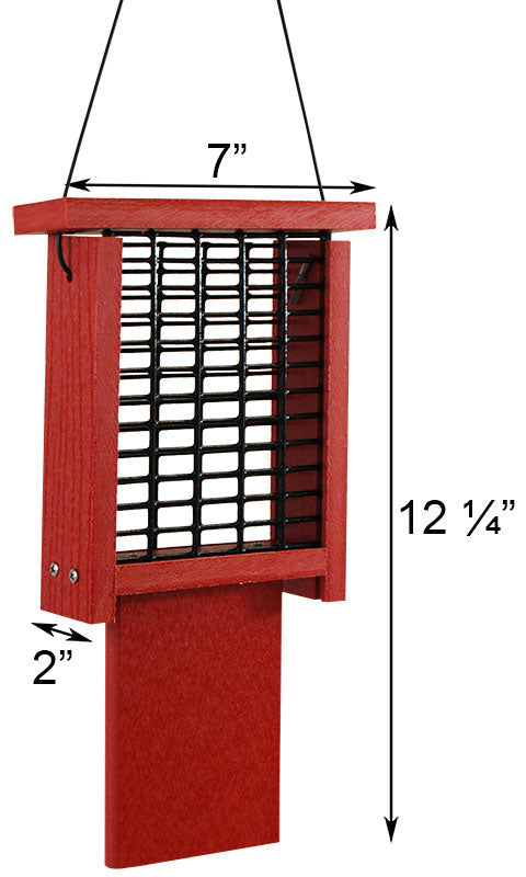 Going Green Suet Feeder with Tail Prop, Red - BIRDLOVER