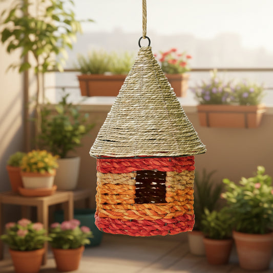 Handcrafted Octagonal Recycled Cotton Birdhouse: Colorful Garden Nester - BIRDLOVER