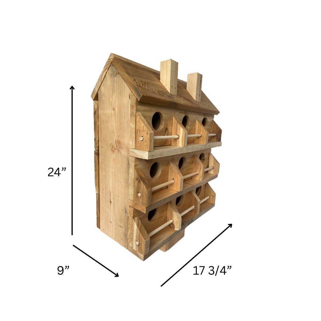 Handmade Cedar 9 - Hole Birdhouse — Luxury Bird Condo - BIRDLOVER