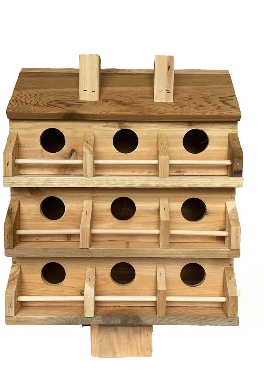 Handmade Cedar 9 - Hole Birdhouse — Luxury Bird Condo - BIRDLOVER