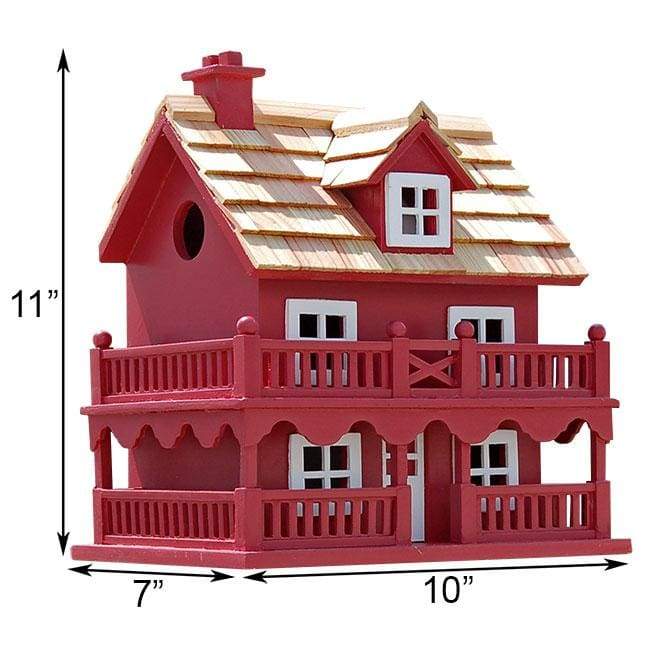 Novelty Cottage Bird House, Red
