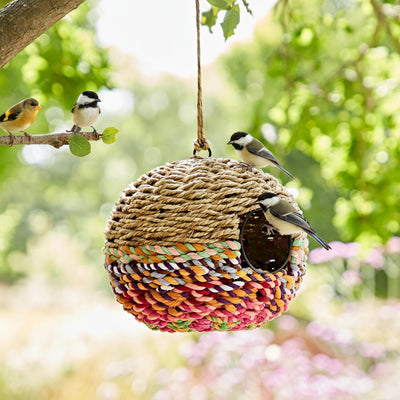 Recycled Cotton Birdhouse: Large Round Hanging Garden Nester - BIRDLOVER