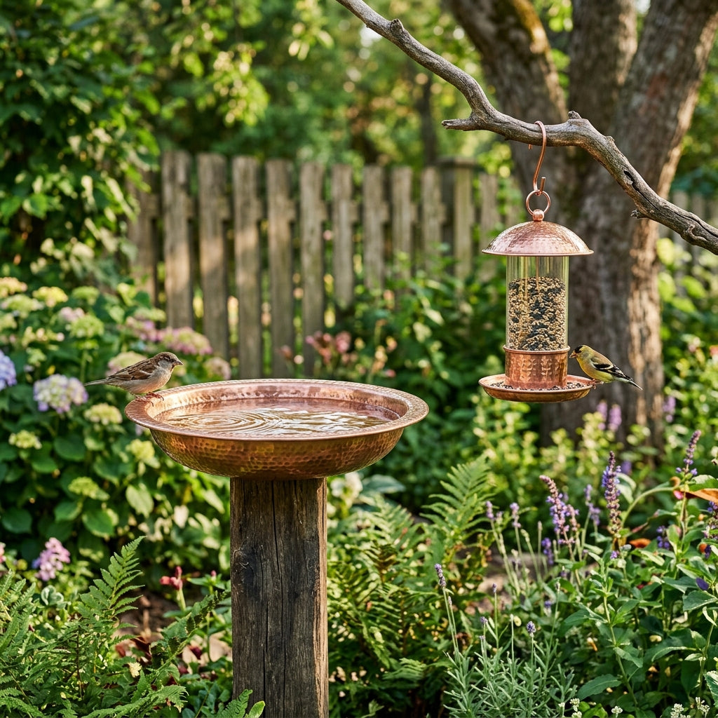 Copper Bird Baths & Feeders