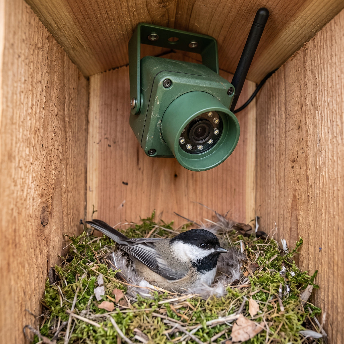 4MP WiFi bird box camera with 100 degree wide-angle lens for watching nesting birds