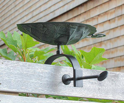 Aspen Leaf Bird Bath with Over Rail Bracket
