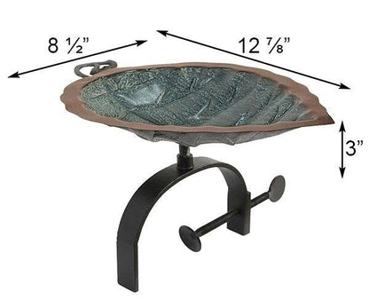 Aspen Leaf Bird Bath with Over Rail Bracket