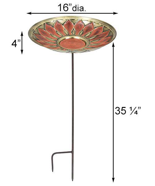 Red African Daisy Bird Bath with Stake