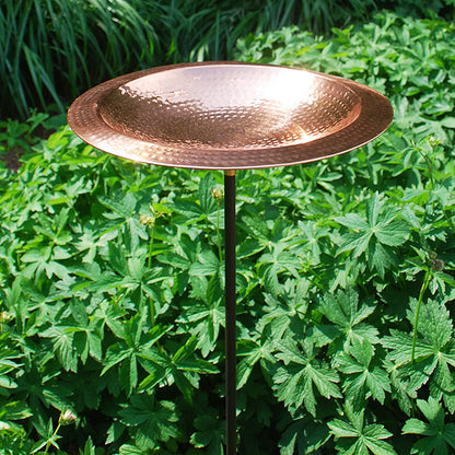 Hammered Copper Colored Metal Bird Bath