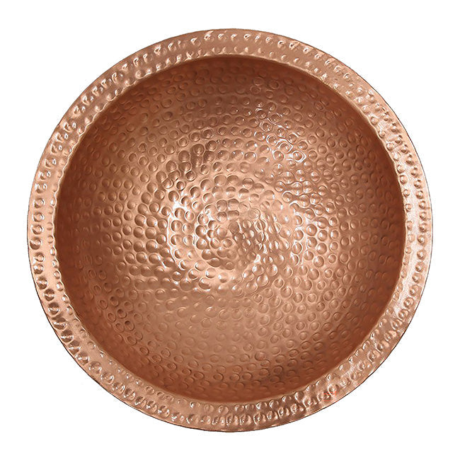 Hammered Solid Copper Bird Bath with Stake