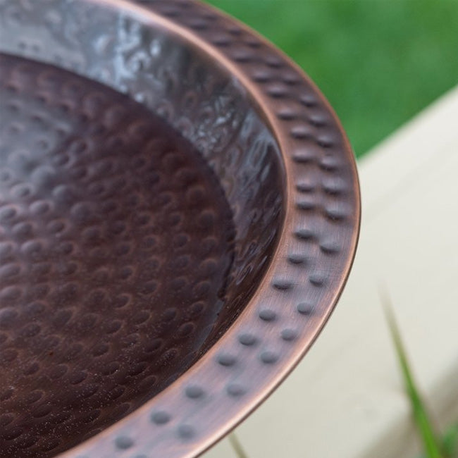 Copper Finish Hammered Extra Large Metal Bird Bath for 4 x 4 Post