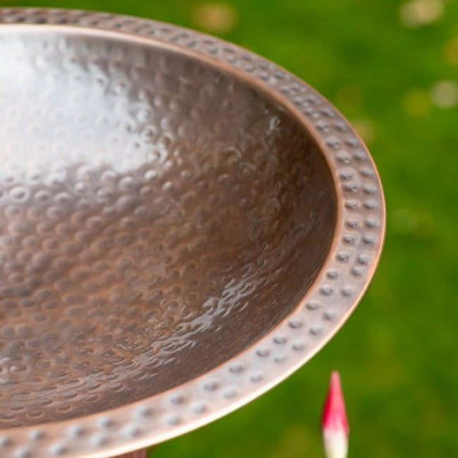 Copper Finish Hammered Extra Large Metal Bird Bath for 4 x 4 Post