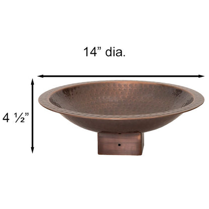 Copper Finish Hammered Metal Bird Bath for 4 x 4 Post