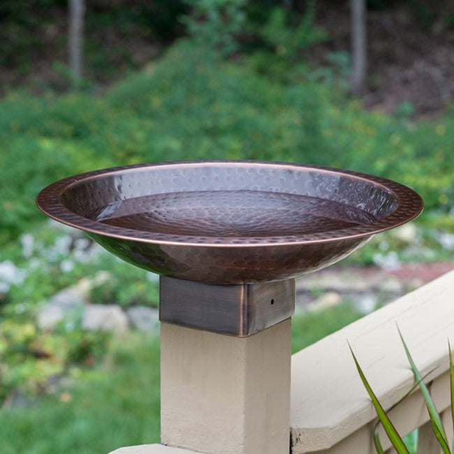 Copper Finish Hammered Metal Bird Bath for 4 x 4 Post