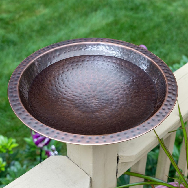 Copper Finish Hammered Metal Bird Bath for 4 x 4 Post