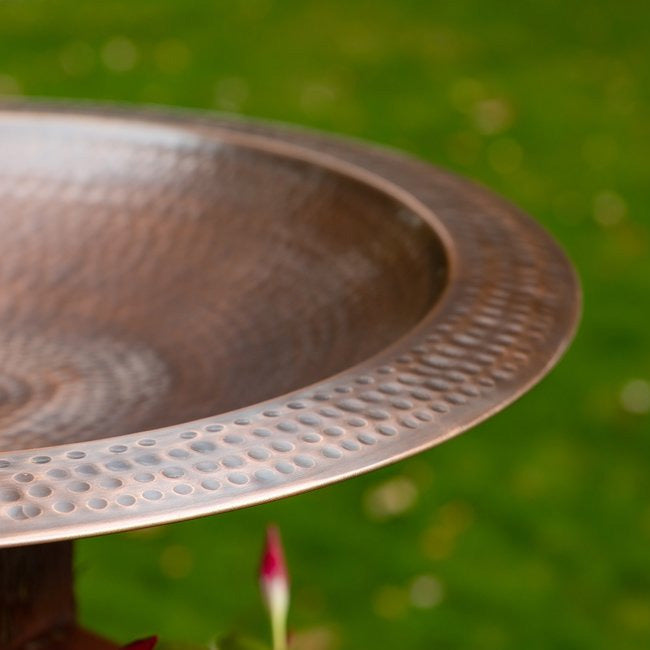 Copper Finish Hammered Extra Large Metal Bird Bath for 4 x 4 Post