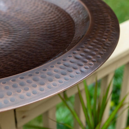 Copper Finish Hammered Extra Large Metal Bird Bath for 4 x 4 Post