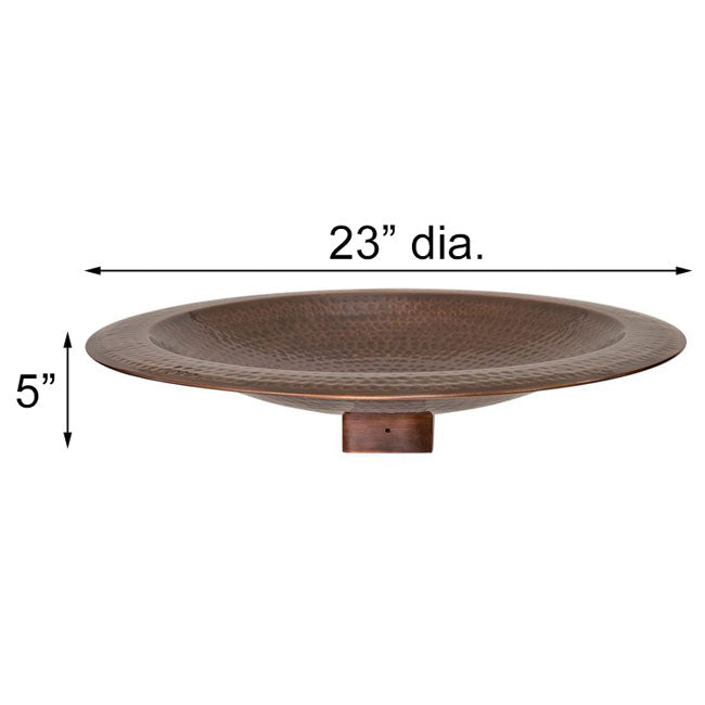 Copper Finish Hammered Extra Large Metal Bird Bath for 4 x 4 Post