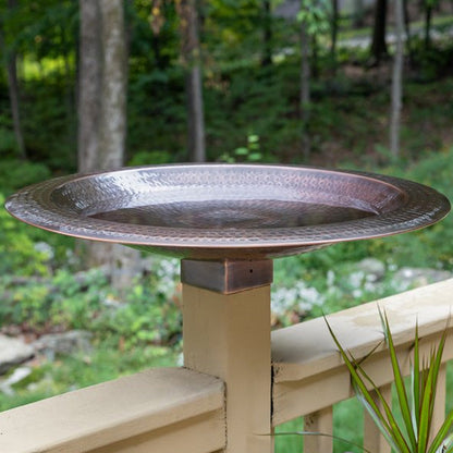 Copper Finish Hammered Extra Large Metal Bird Bath for 4 x 4 Post