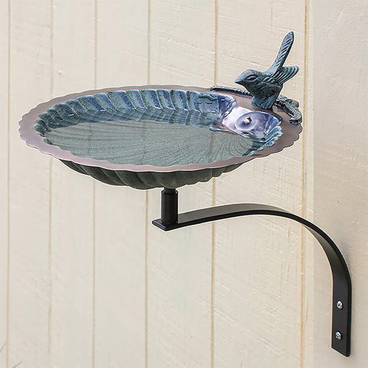 Scalloped Shell Bird Bath with Wall Bracket - BIRDLOVER