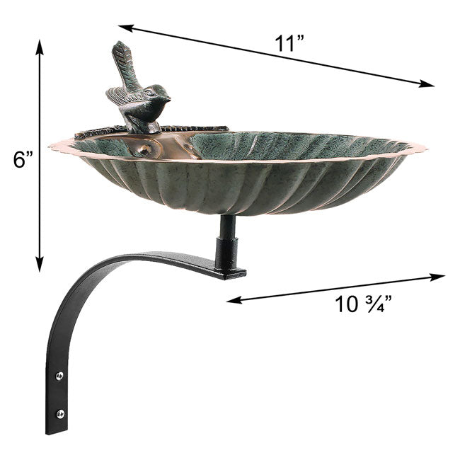 Scalloped Shell Bird Bath with Wall Bracket