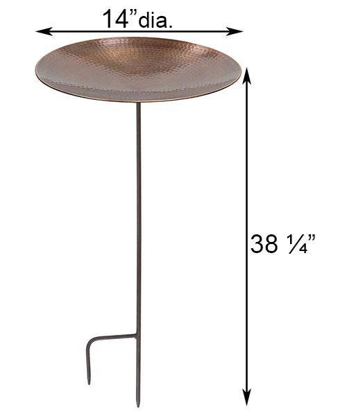 Burnt Copper Colored Metal Bird Bath and Stake - BIRDLOVER