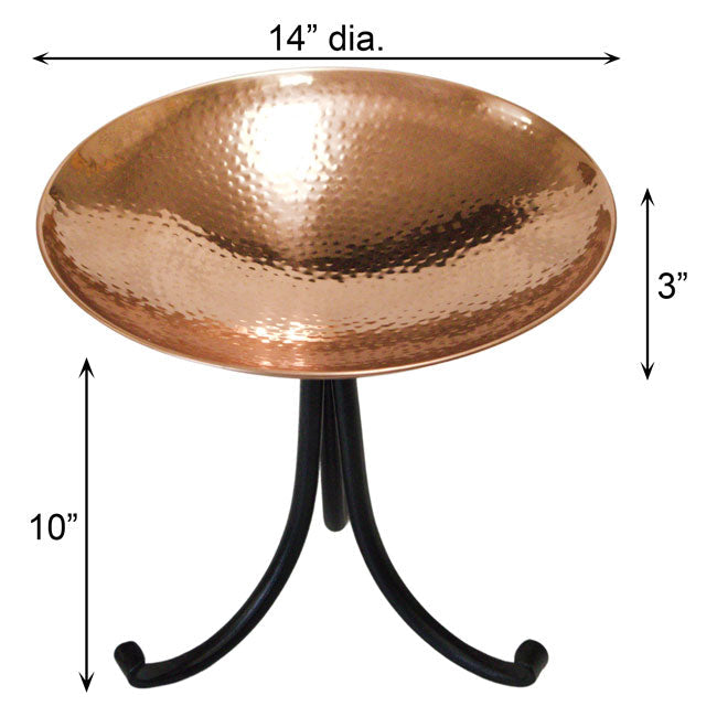 Copper Plated Metal Bird Bath with Tripod Stand
