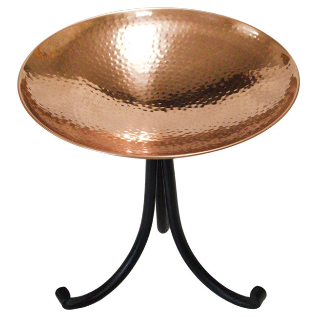 Copper Plated Metal Bird Bath with Tripod Stand