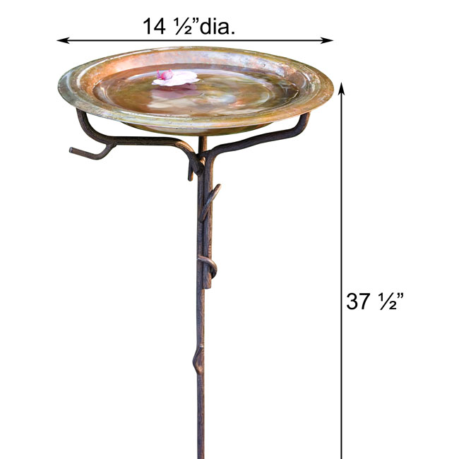 Solid Copper Bird Bath with Stake