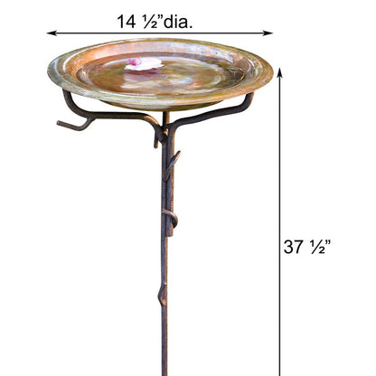 Solid Copper Bird Bath with Stake