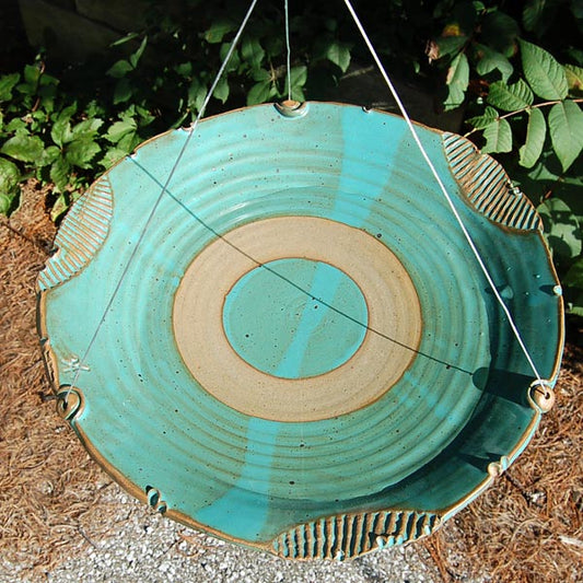 Anthony Stoneware Ceramic Bird Bath, Large, Teal - BIRDLOVER