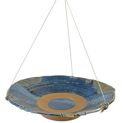 Anthony Stoneware Ceramic Bird Bath, Medium, French Blue - BIRDLOVER