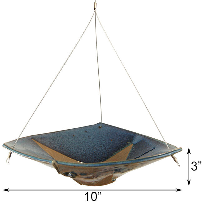 Anthony Stoneware Ceramic Bird Bath, Small, French Blue