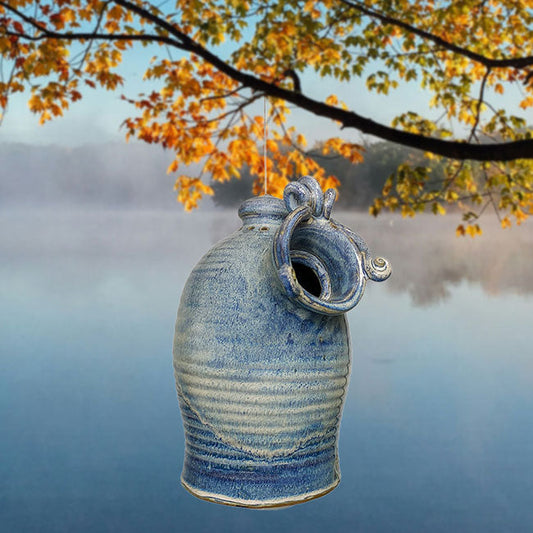 Anthony Stoneware Hanging Bluebird House, French Blue - BIRDLOVER