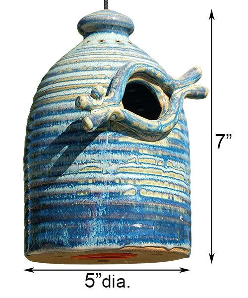 Anthony Stoneware Bird House, Medium, French Blue