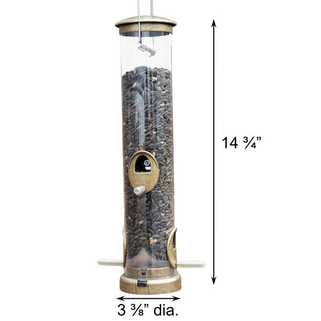 Seed Tube Wild Bird Feeder, Medium, Antique Brass