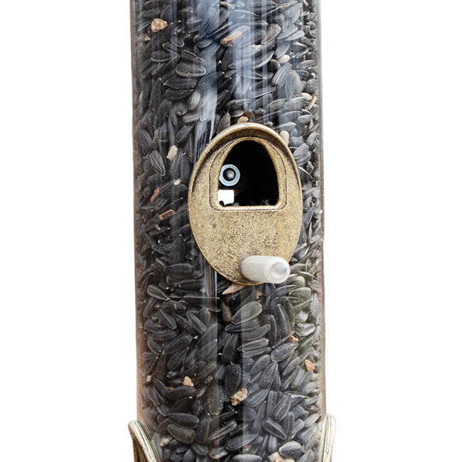 Seed Tube Wild Bird Feeder, Medium, Antique Brass