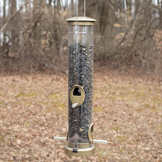 Seed Tube Wild Bird Feeder, Medium, Antique Brass
