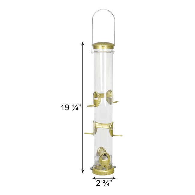 Seed Tube Wild Bird Feeder, Large, Antique Brass