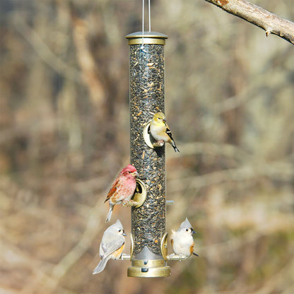 Seed Tube Wild Bird Feeder, Large, Antique Brass