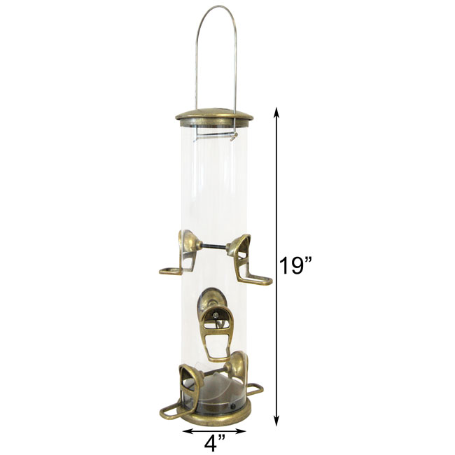 Big Tube Wild Bird Feeder, Antique Brass