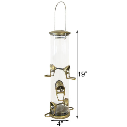 Big Tube Wild Bird Feeder, Antique Brass