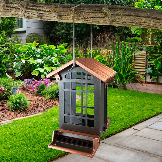 Audubon Copper Colored Top Chateau Squirrel Resistant Bird Feeder - BIRDLOVER